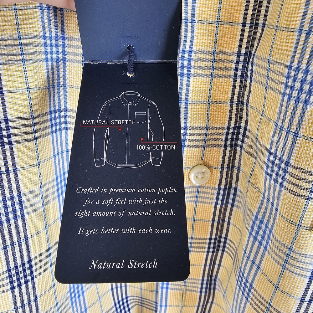 Izod Men's Yellow Multi Plaid Button Down Collar Long Sleeve Sport Shirt Size L - Picture 5 of 15